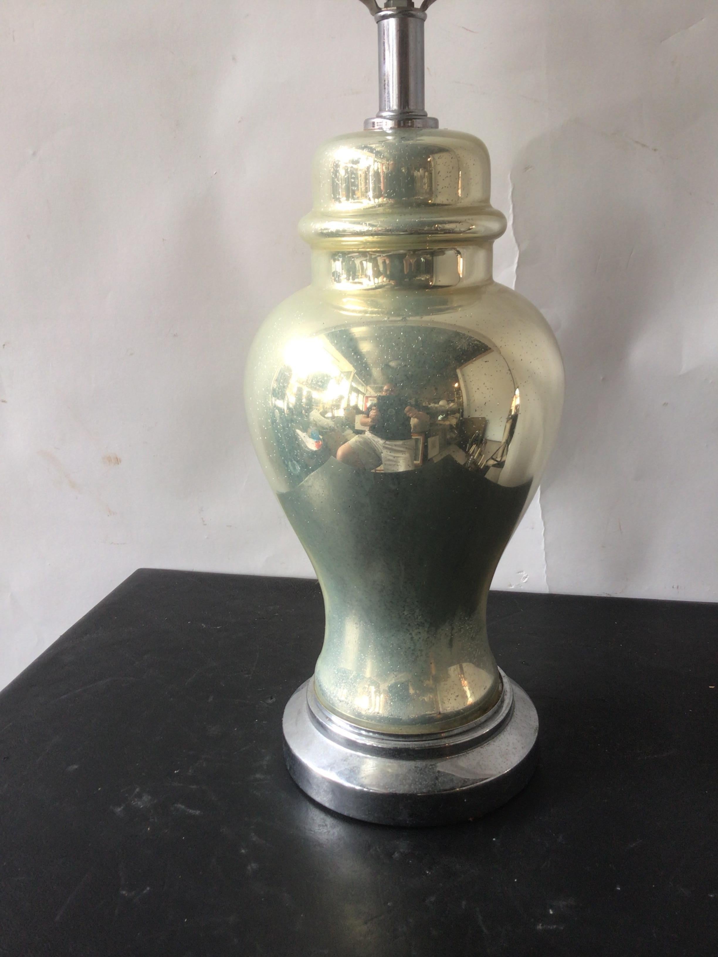 Pair of 1960s Mercury Glass Ginger Jar Lamps by Tyndale For Sale 3