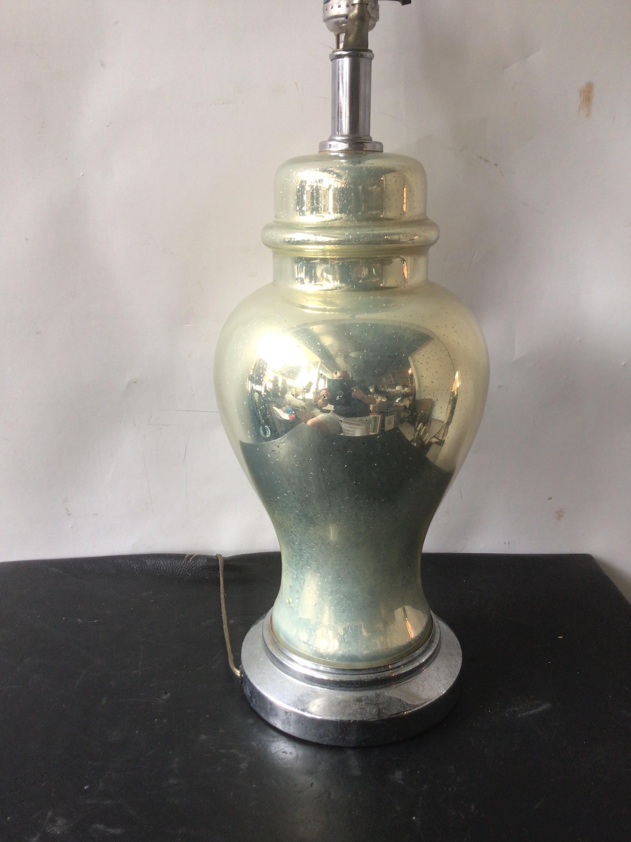 Pair of 1960s Mercury Glass Ginger Jar Lamps by Tyndale For Sale 4