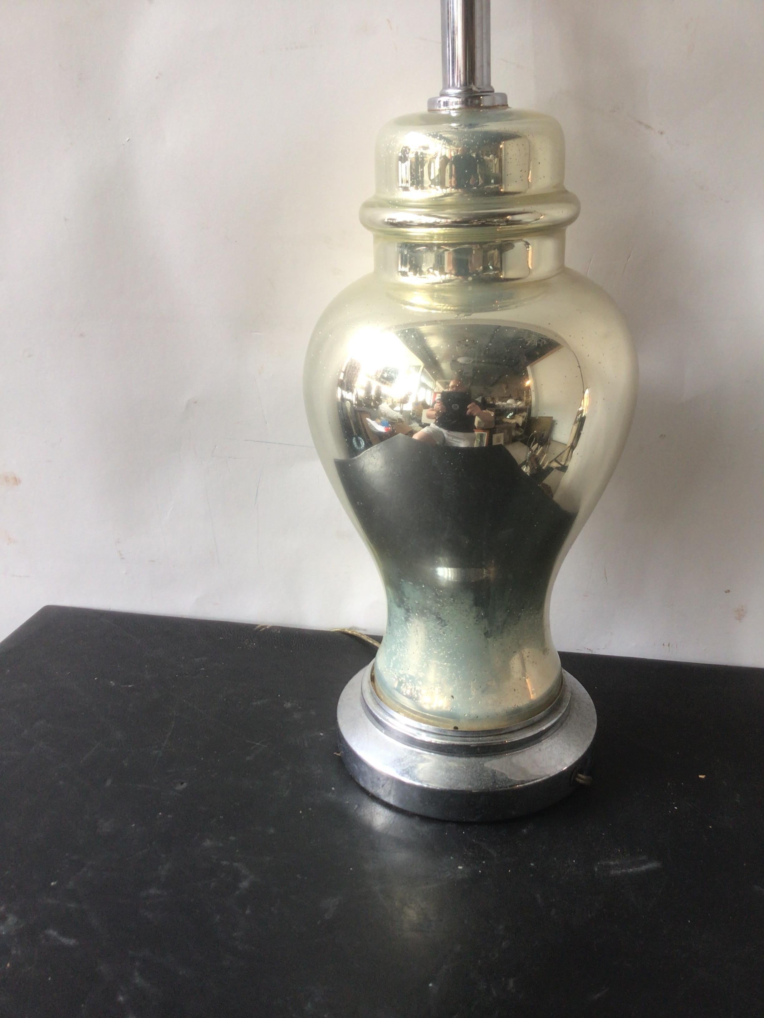 Pair of 1960s Mercury Glass Ginger Jar Lamps by Tyndale For Sale 5