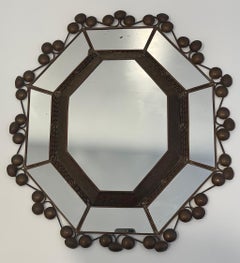 Pair of 1960s Mexican Tin Wall Mirrors, Spanish Colonial Style