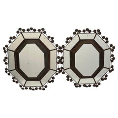 Pair of 1960s Mexican Tin Wall Mirrors, Spanish Colonial Style