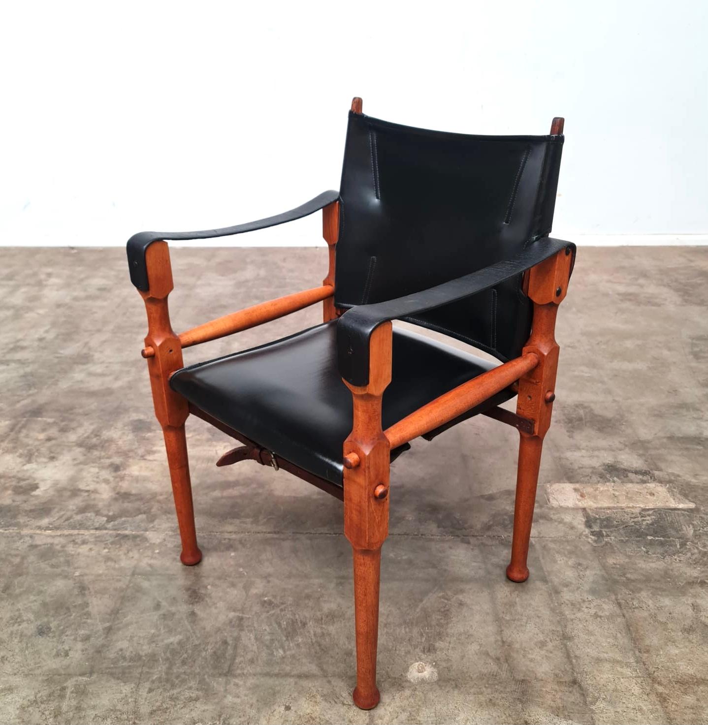 Leather Pair of 1960s Michael Hirst Safari Chairs