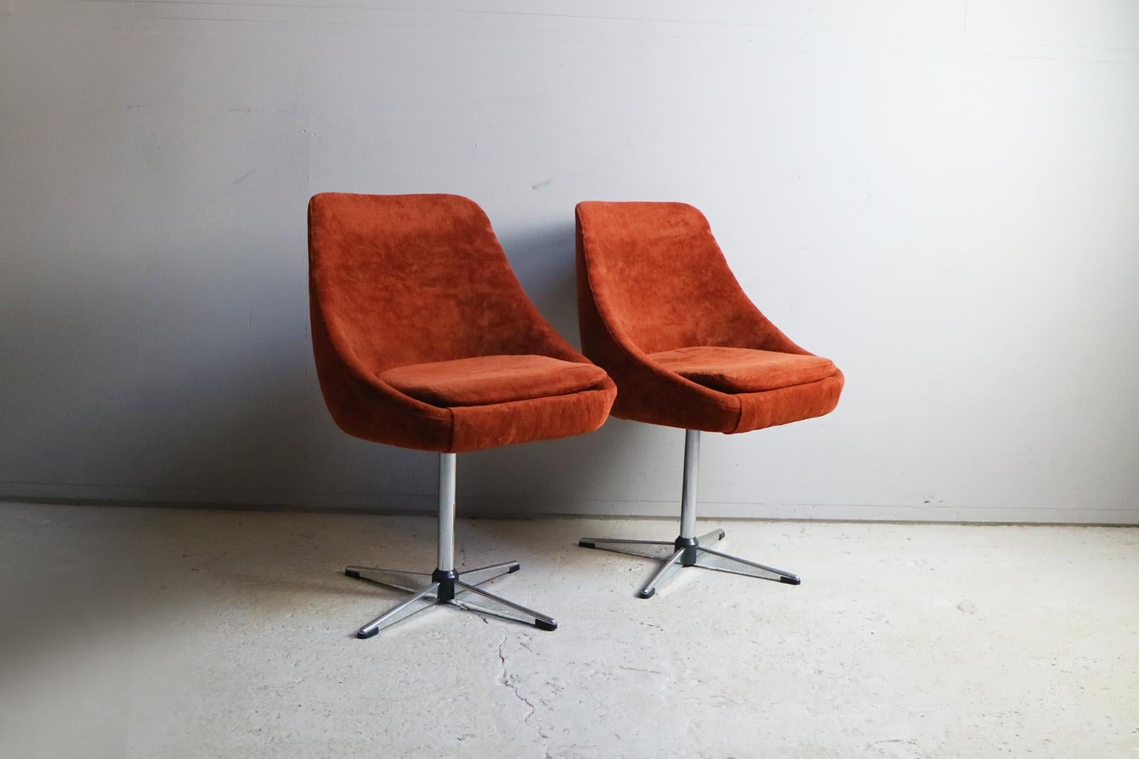 Plated Pair of 1960’s mid century Belgian dining chairs  For Sale