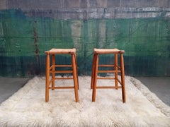 Pair of 1960s Mid Century Danish Cord Stools -- 2 Pieces