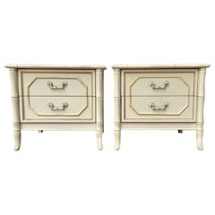 Pair of 1960s Mid Century Hollywood Regency Broyhill Faux Bamboo Nightstands
