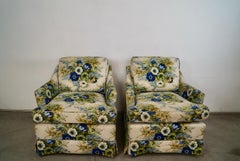 Pair of 1960's Mid-Century Hollywood Regency Floral Lounge Chairs