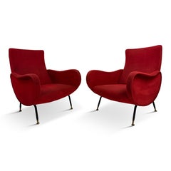 Pareja de sillones italianos de mediados de siglo de 1960