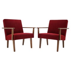 Pareja de sillones de haya checoslovacos modernos de mediados de siglo de 1960