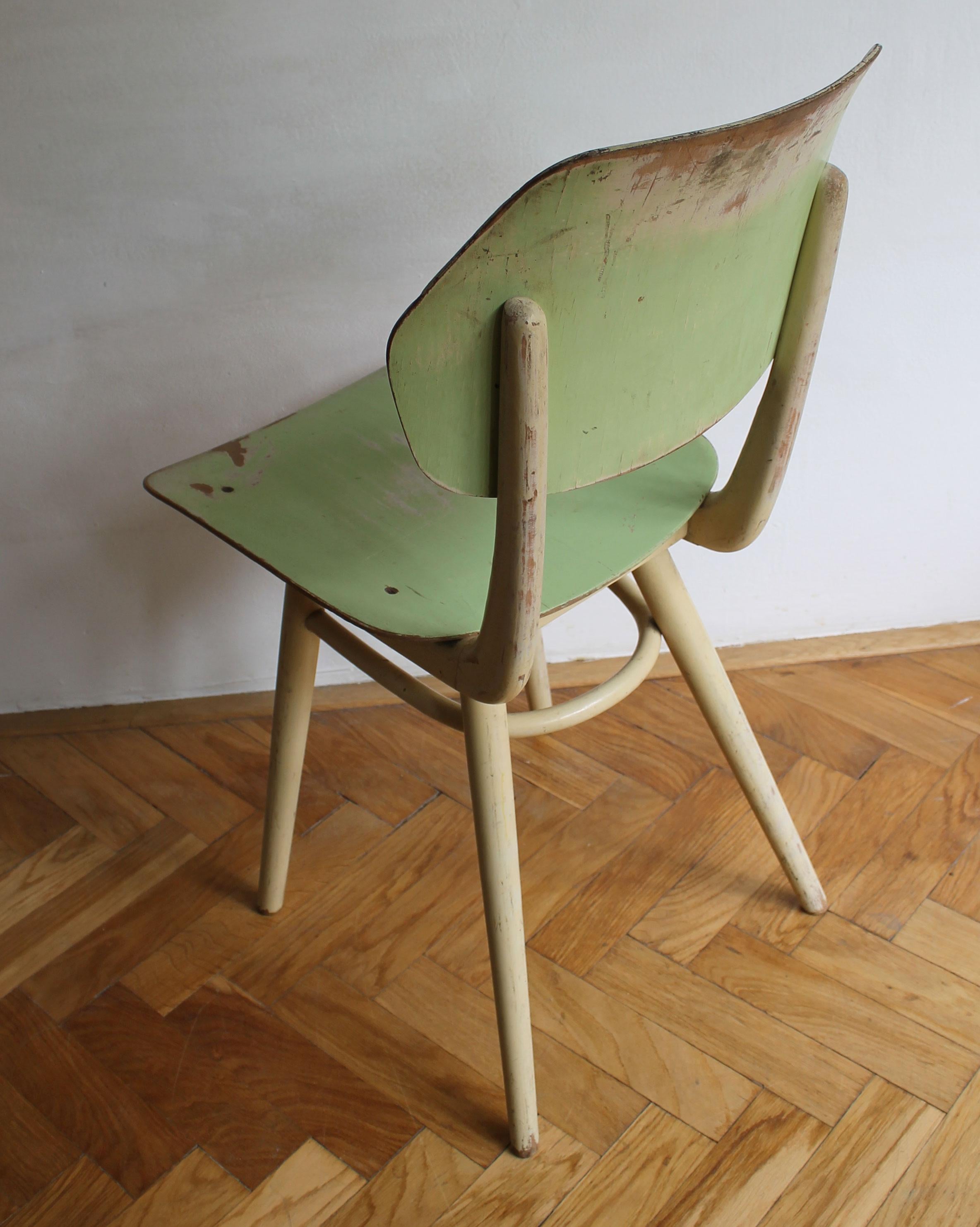 Mid-20th Century Pair of 1960's Mid Century Modern Dining Chairs by TON For Sale