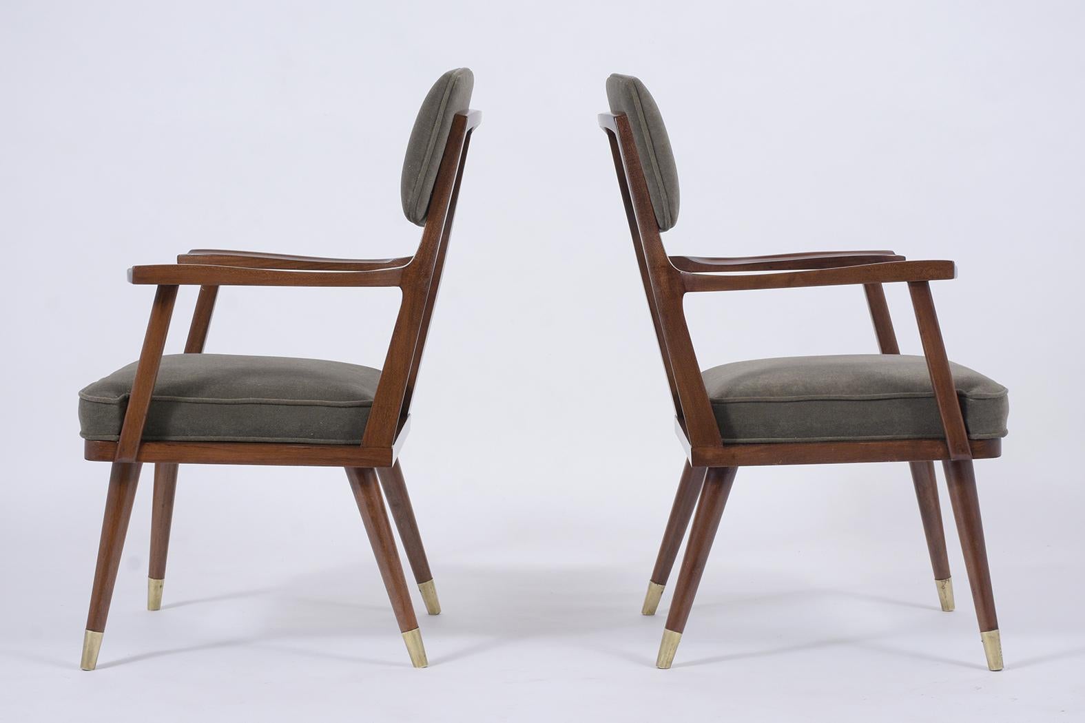 Pair of Vintage 1960's Mid-Century Modern Walnut Armchairs 2
