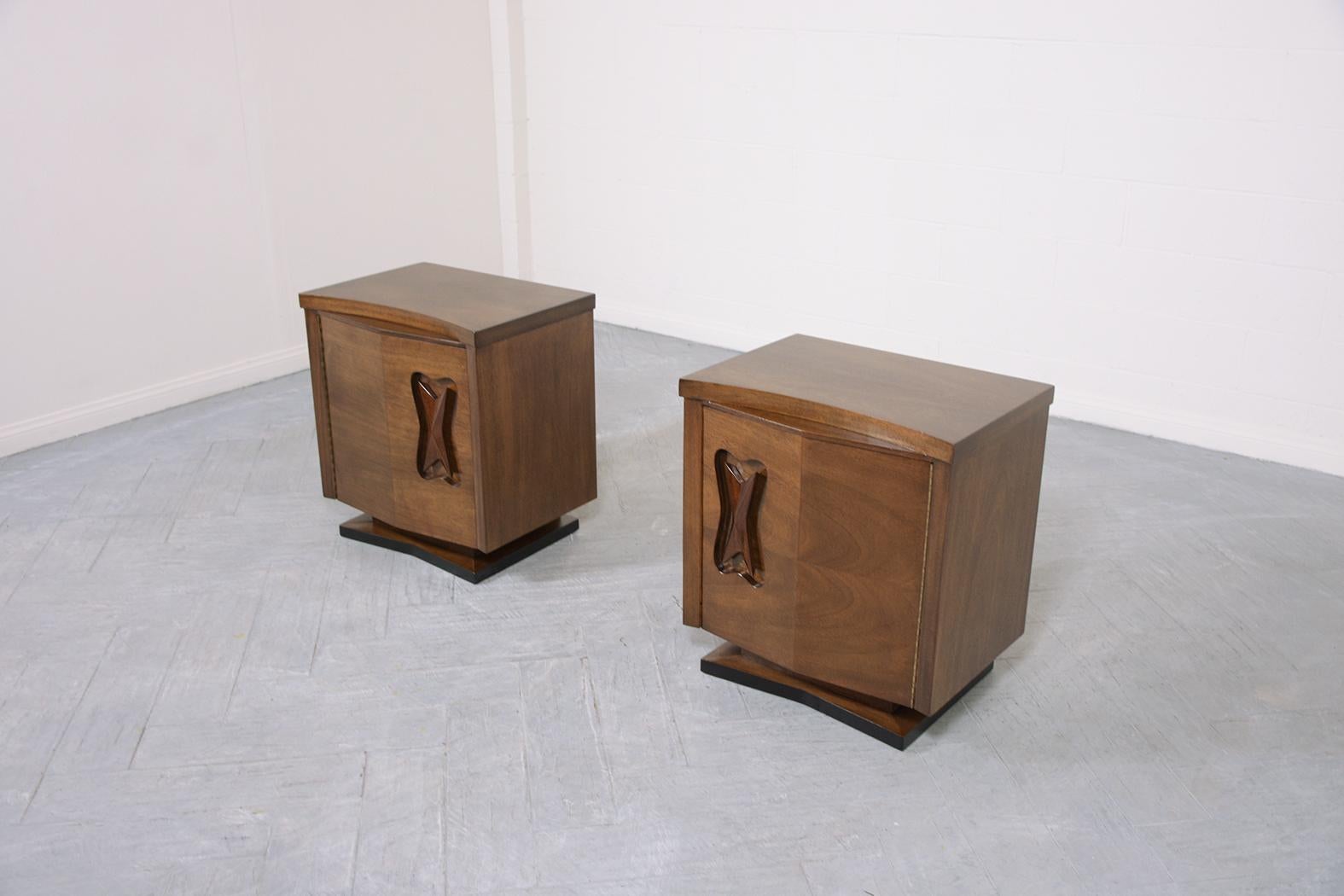 Polished Pair of 1960s Mid-Century Nightstands