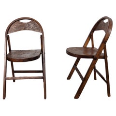 Pair of 1960s Mid-Century Thonet B 751 Wood Folding Chairs 