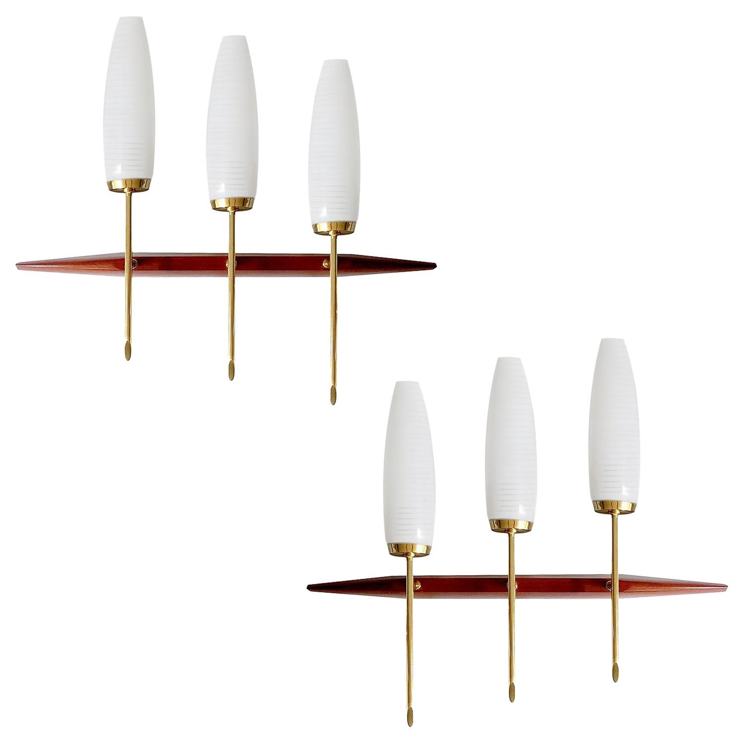 Pair of  French Mid Century Sconces, Maison Arlus, 1960s Danish Modern Style For Sale