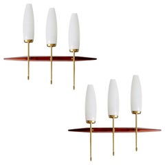 Pair of  French Mid Century Sconces, Maison Arlus, 1960s Danish Modern Style