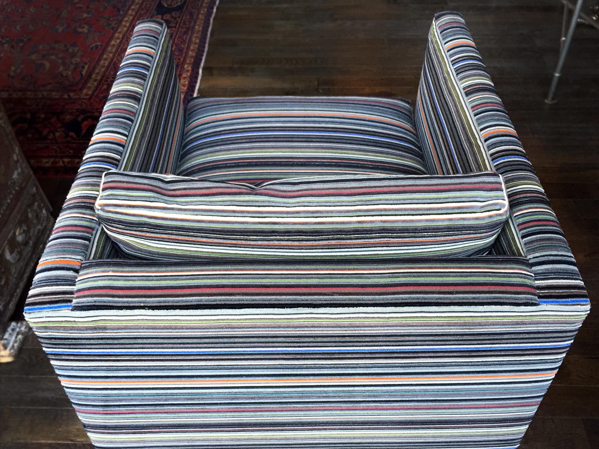 Pair of 1960s Milo Baughman Club Chairs in Paul Smith Fabric 4