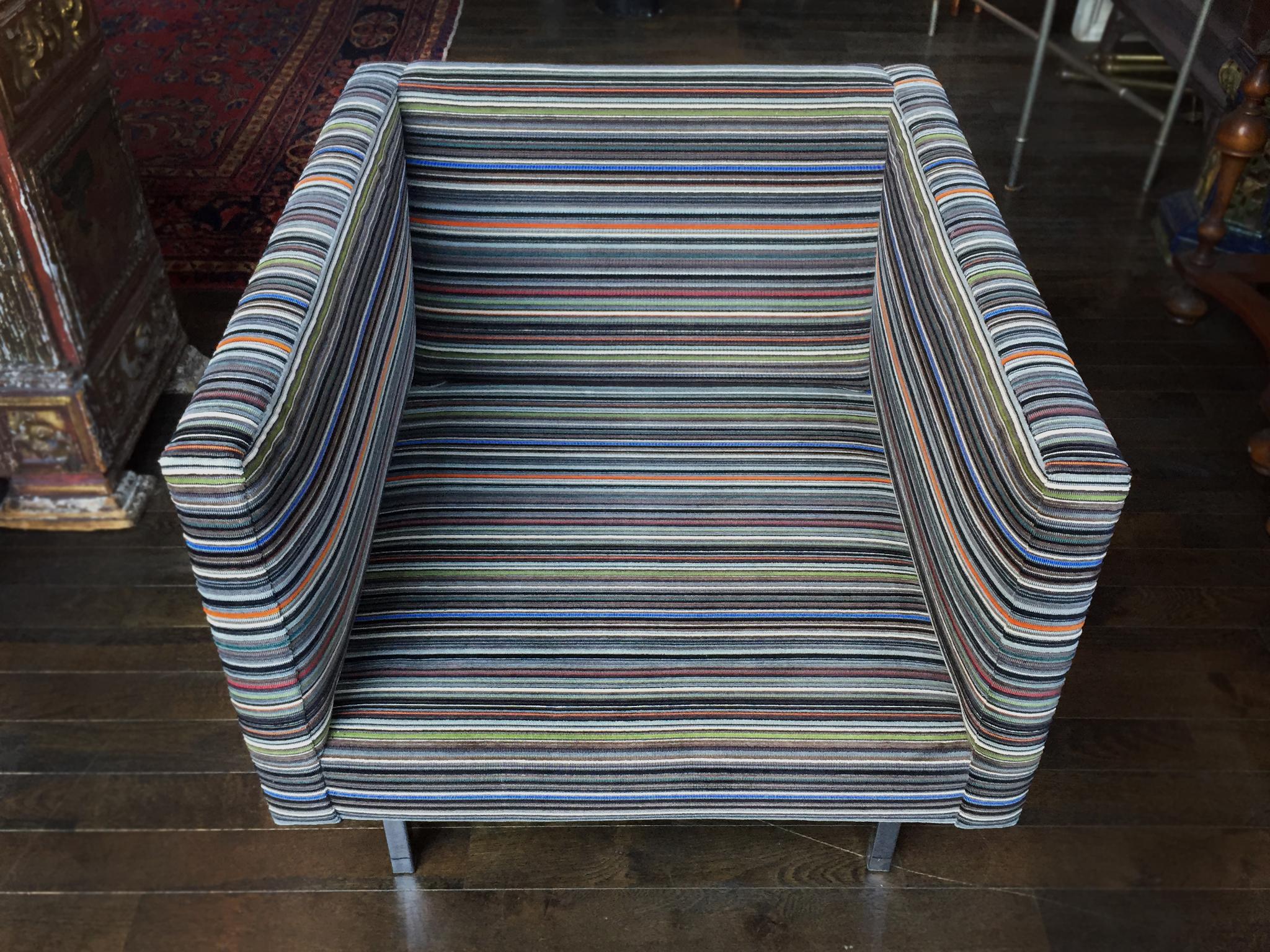 Pair of 1960s Milo Baughman Club Chairs in Paul Smith Fabric 5