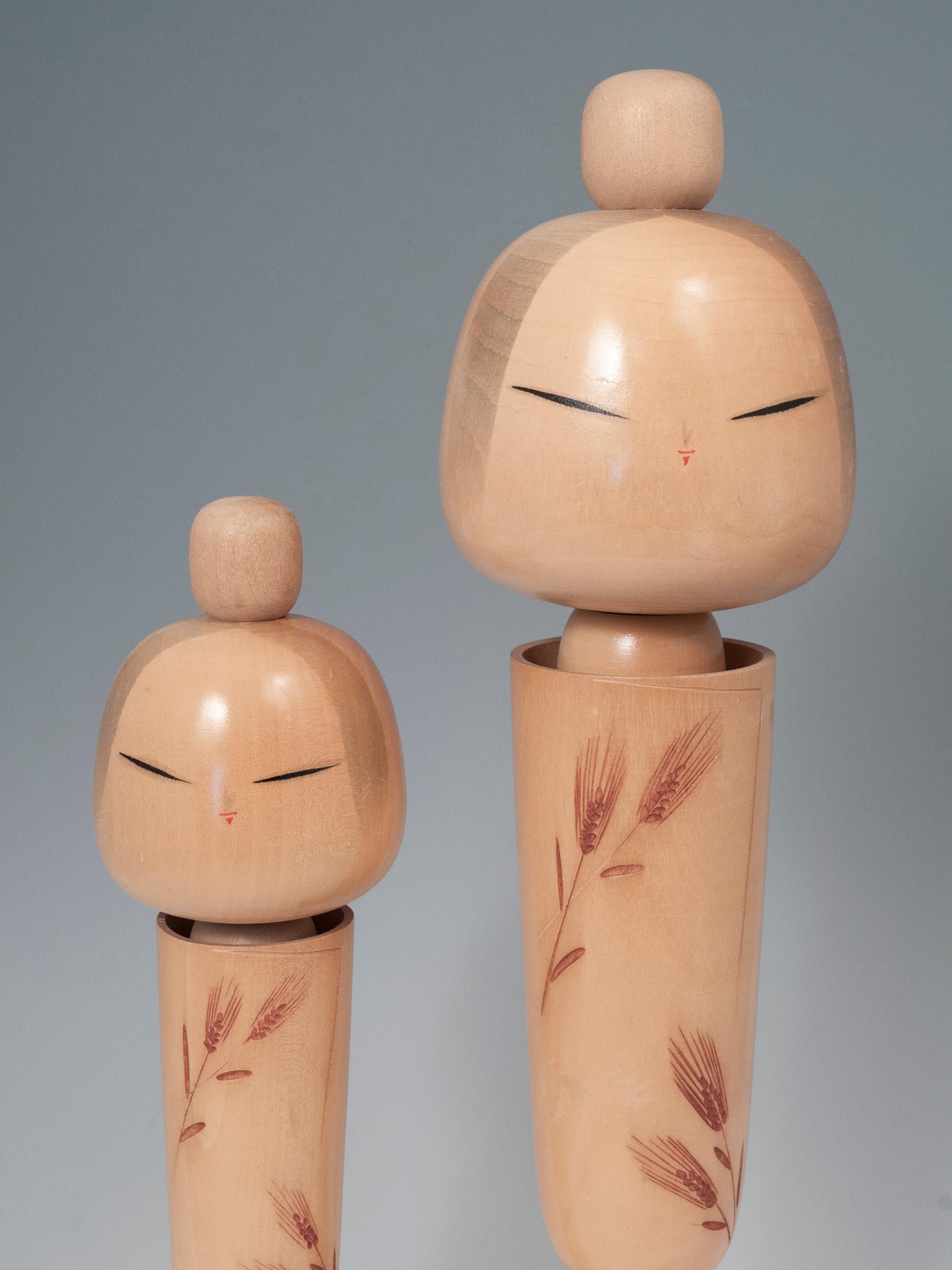 Hand-Crafted Pair of 1960s Modern Creative Kokeshi Dolls by Sadao Kishi, Japan