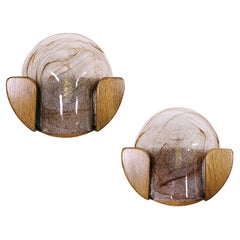 Pair of 1960s Modernist Amber Murano Glass Wall Sconces