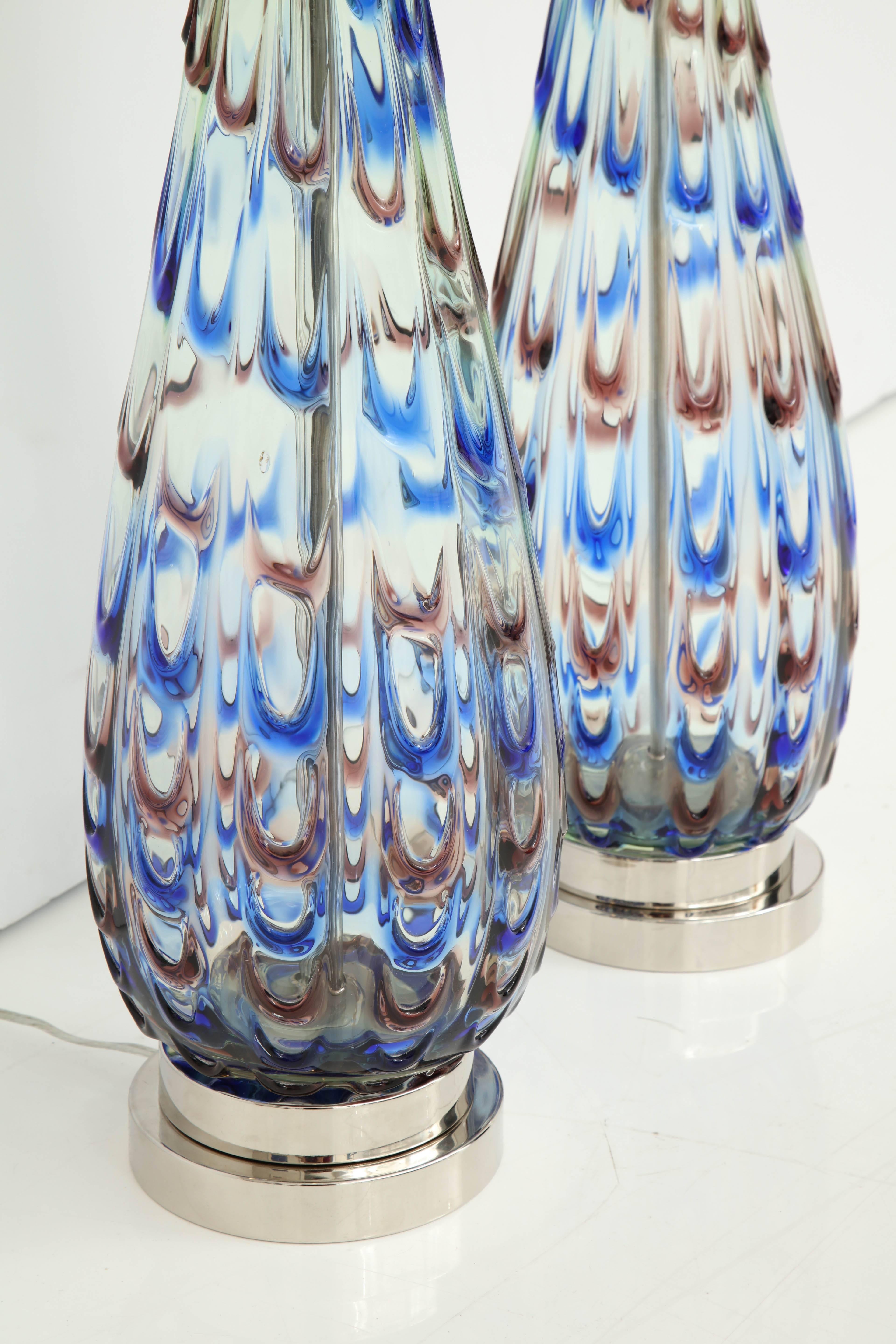 Pair of 1960s Murano Glass Lamps In Excellent Condition In New York, NY