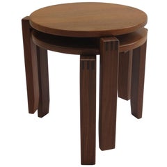 Pair of 1960s Nest of Stacking Tables in Afrormosia and Teak