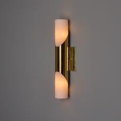 Pair of 1960s Neuhaus Leuchten Glass and Brass Sconces By Rolf Krueger
