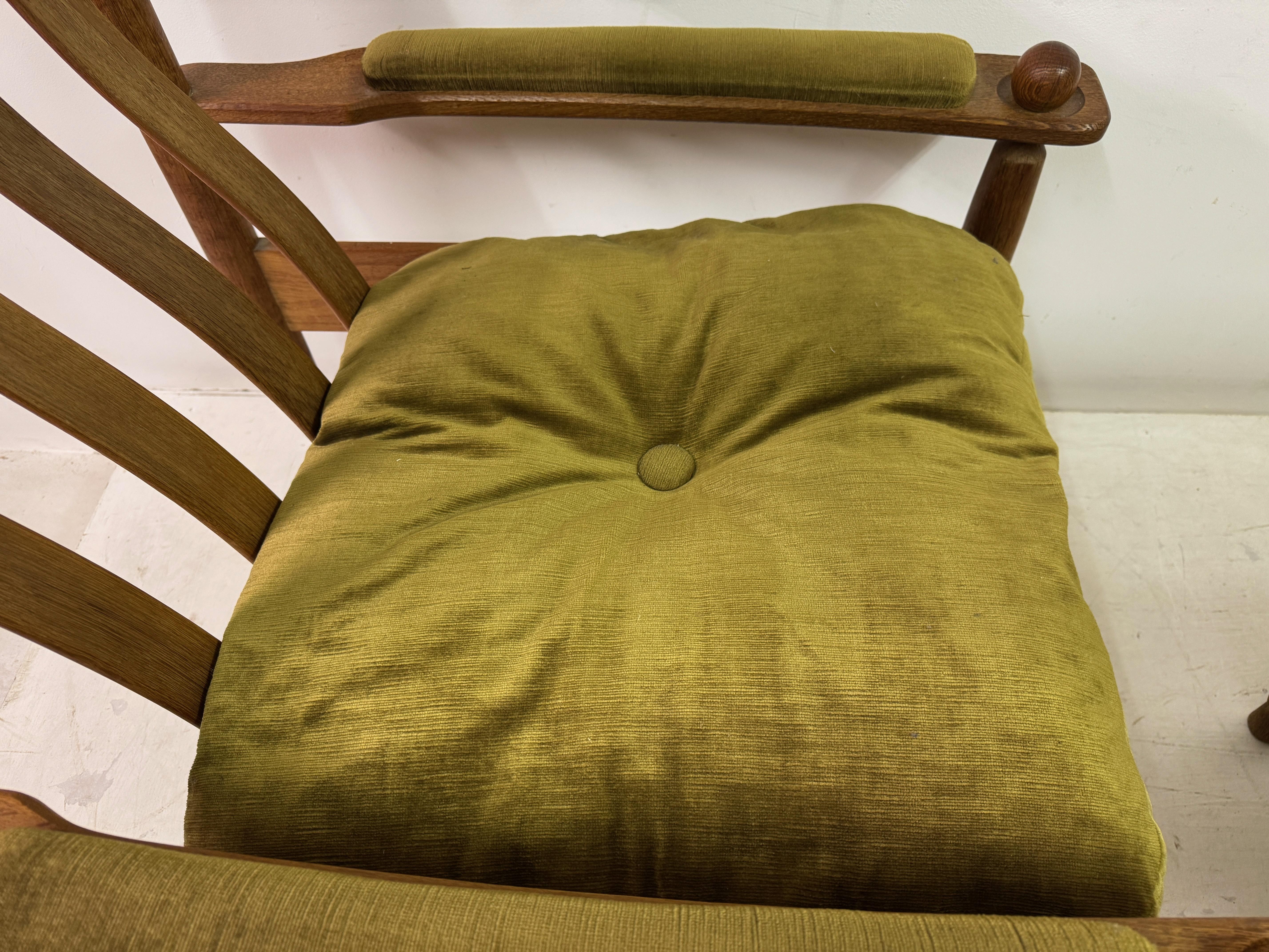 Pair of 1960s Oak Armchairs and Stool 9