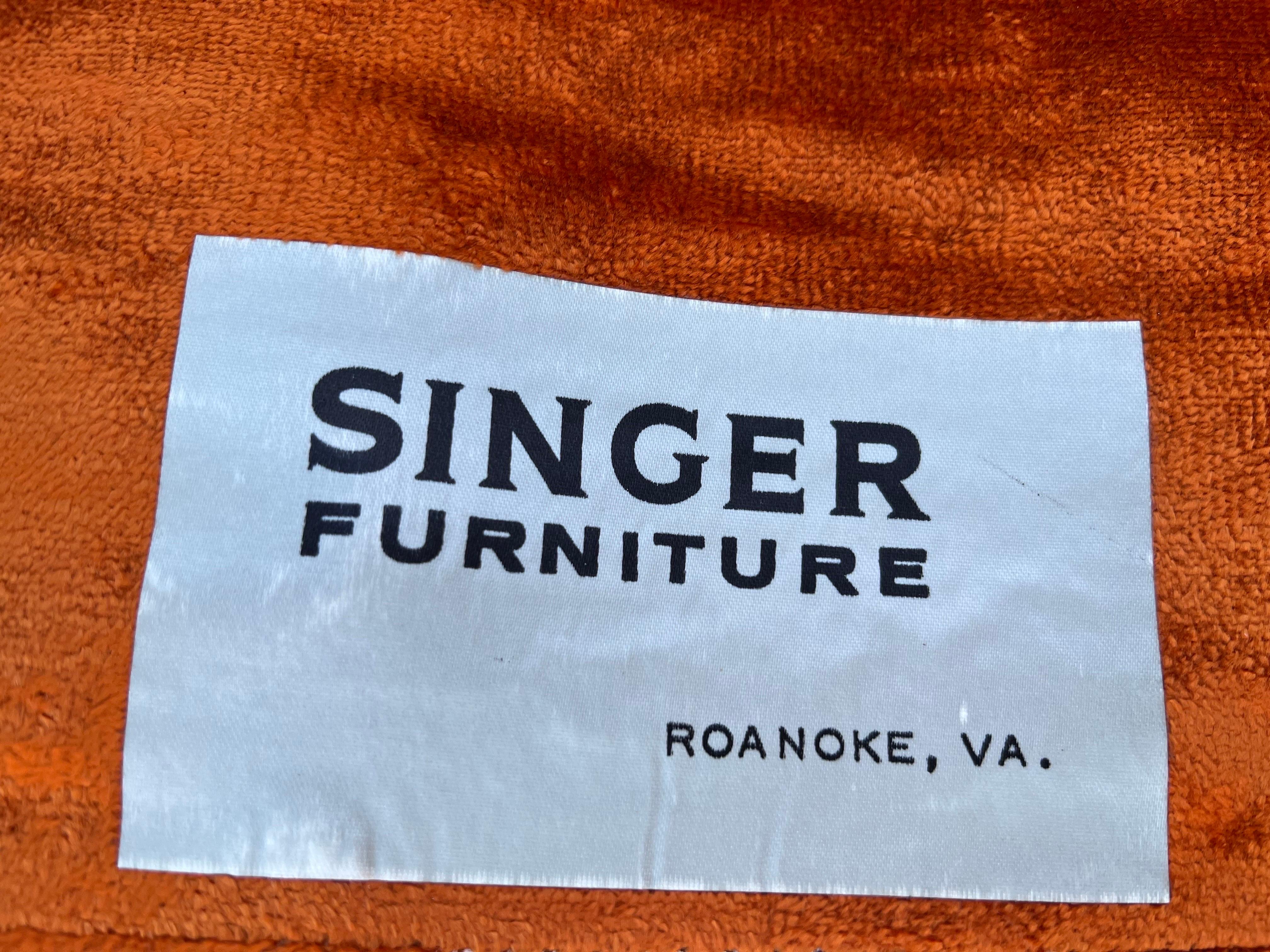Pair of 1960’s Orange Crushed Velvet Swivel Chairs 10