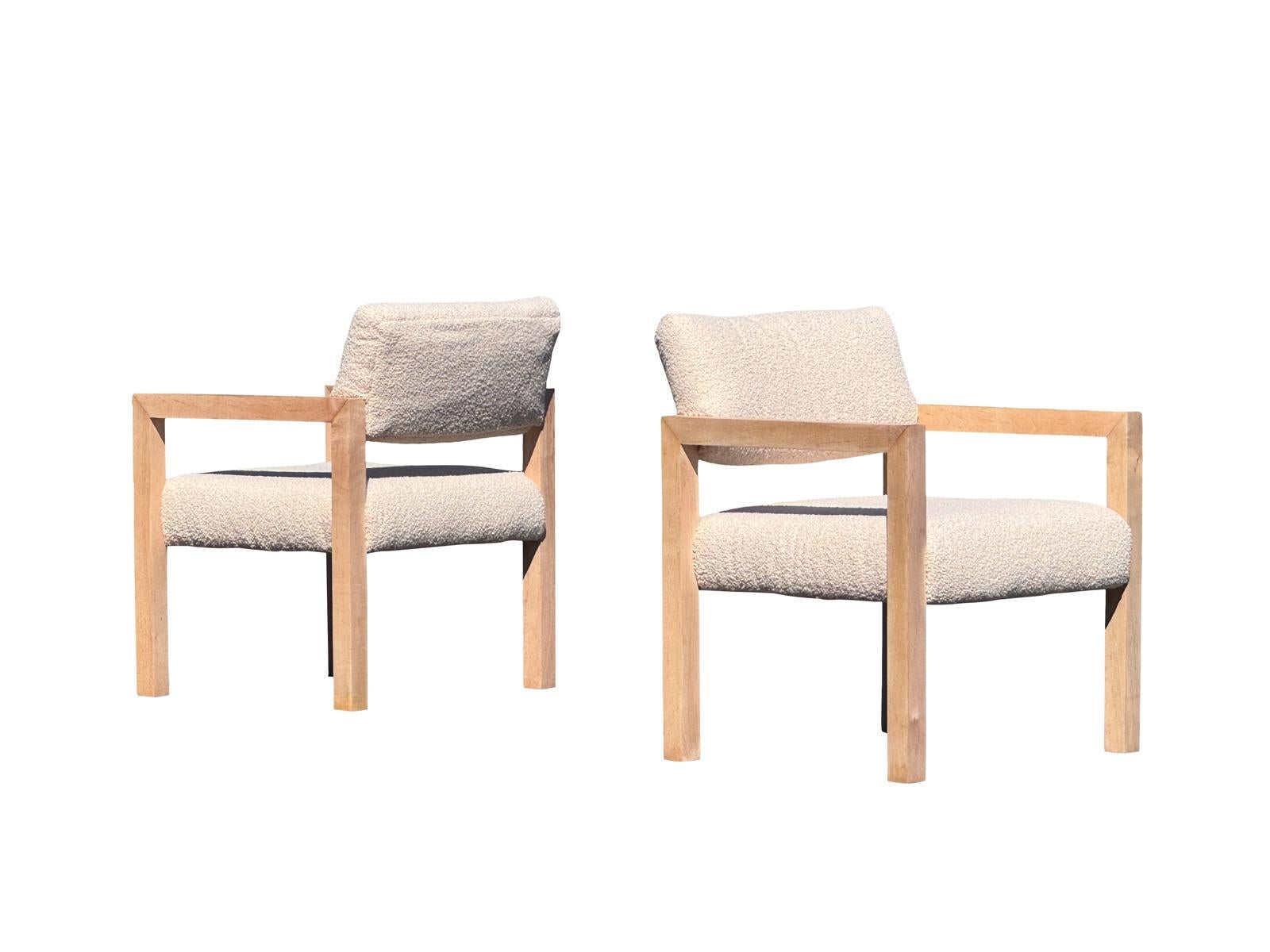Classic original Thayer Coggin parsons chairs fully restored birdeye maple and upholstered in cozy boucle upholstery these chairs are extremely comfortable with good posture feel free to reach out with any questions