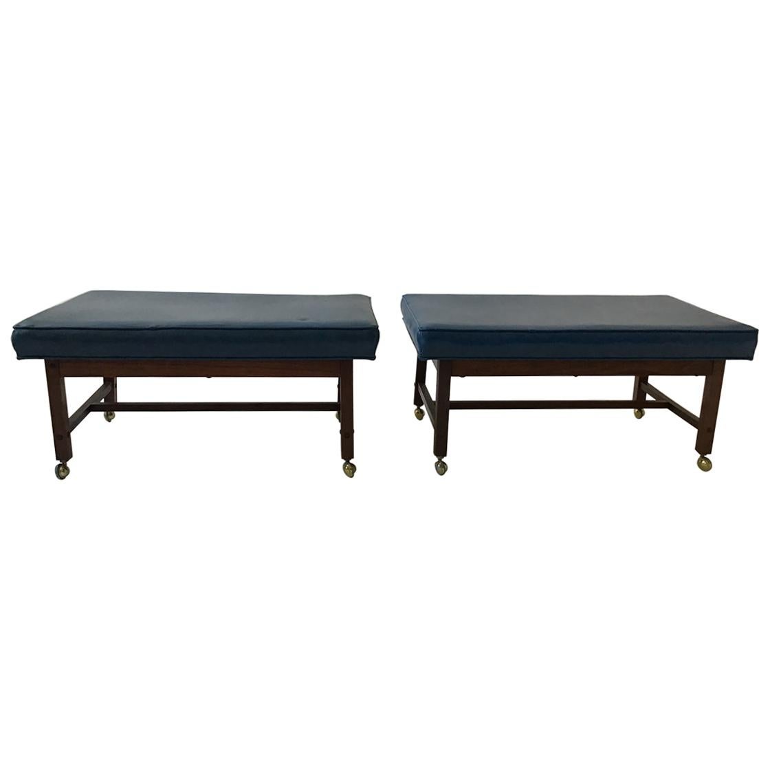 Pair Of 1960s Ottomans On Casters