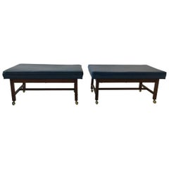 Vintage Pair Of 1960s Ottomans On Casters
