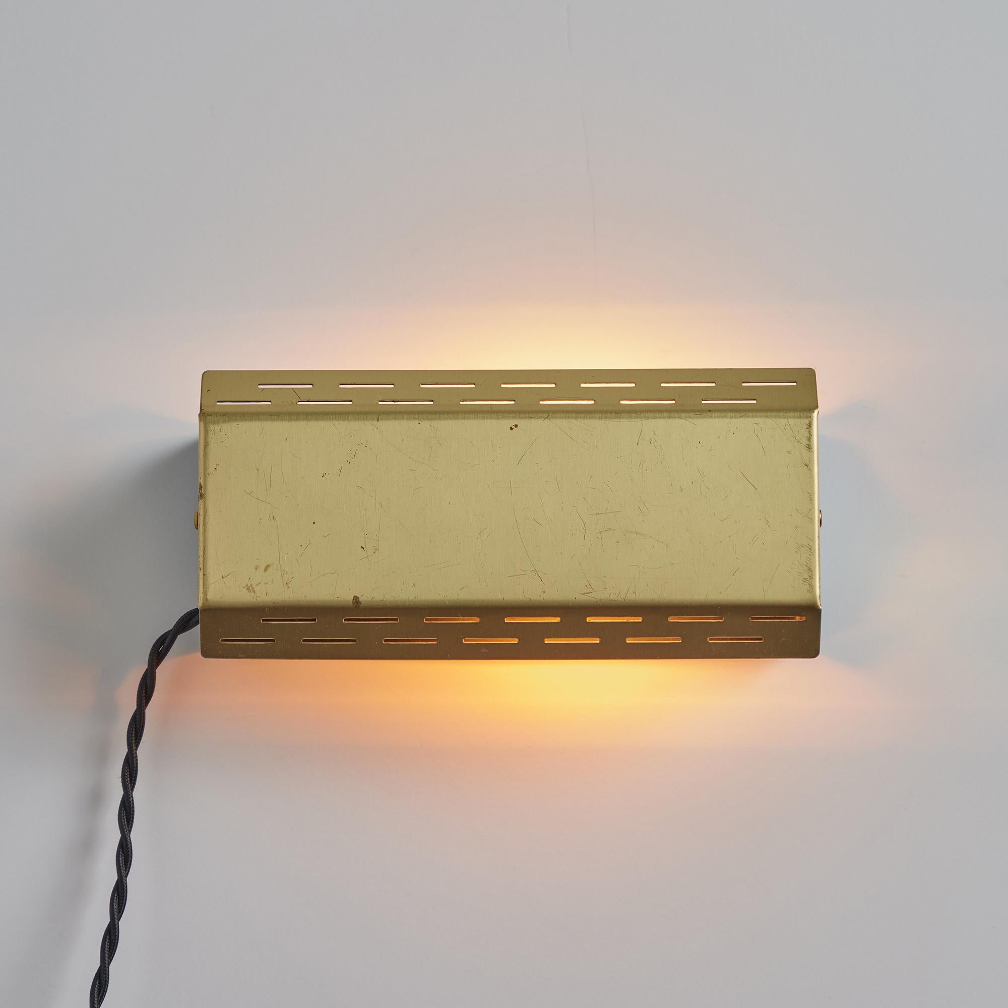 Painted Pair of 1960s Perforated Brass & Metal Wall Lamps for Falkenbergs Belysning For Sale