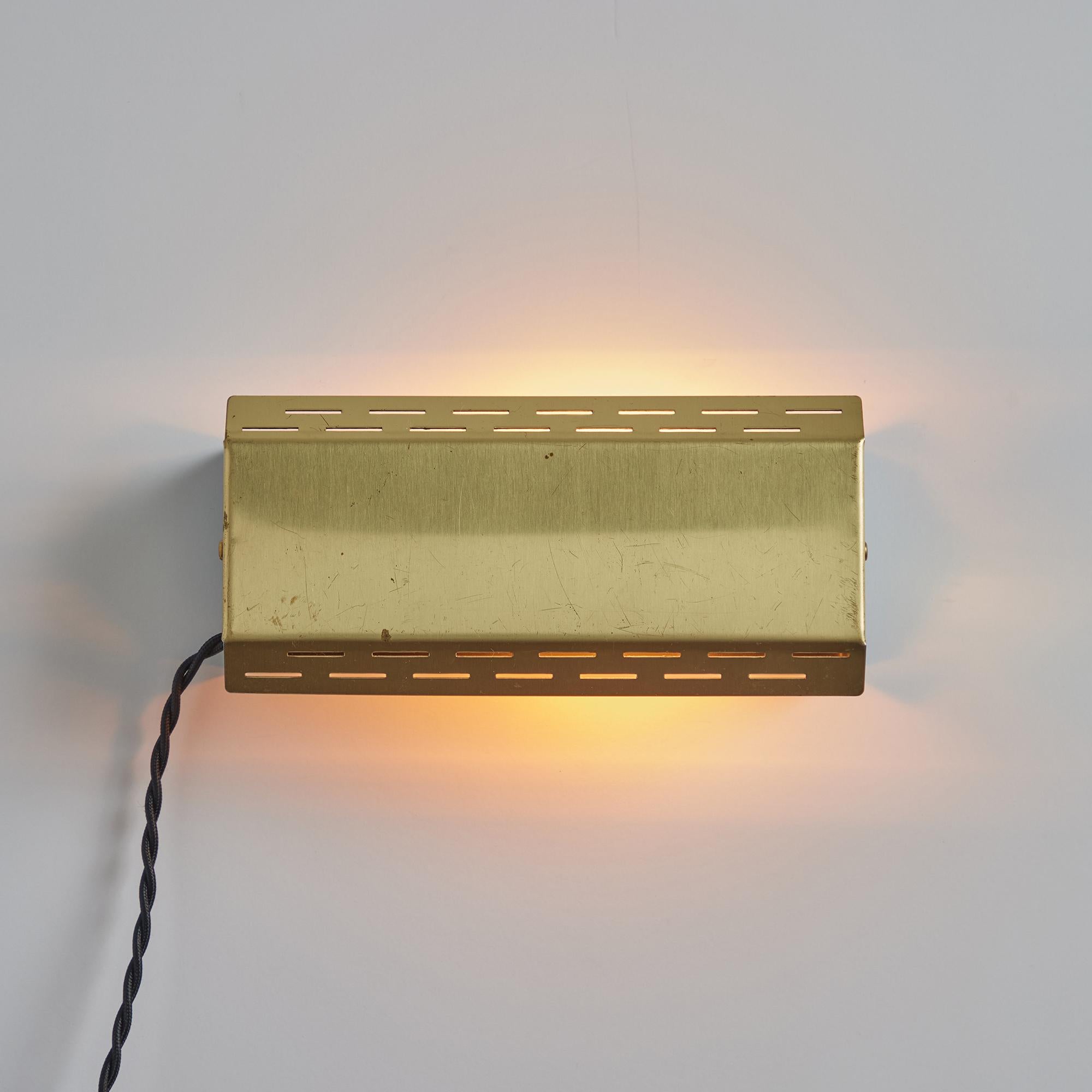 Mid-20th Century Pair of 1960s Perforated Brass & Metal Wall Lamps for Falkenbergs Belysning For Sale