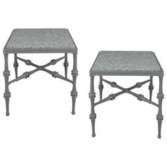 Pair of 1960s Phyllis Morris Granite Top Bamboo Tables