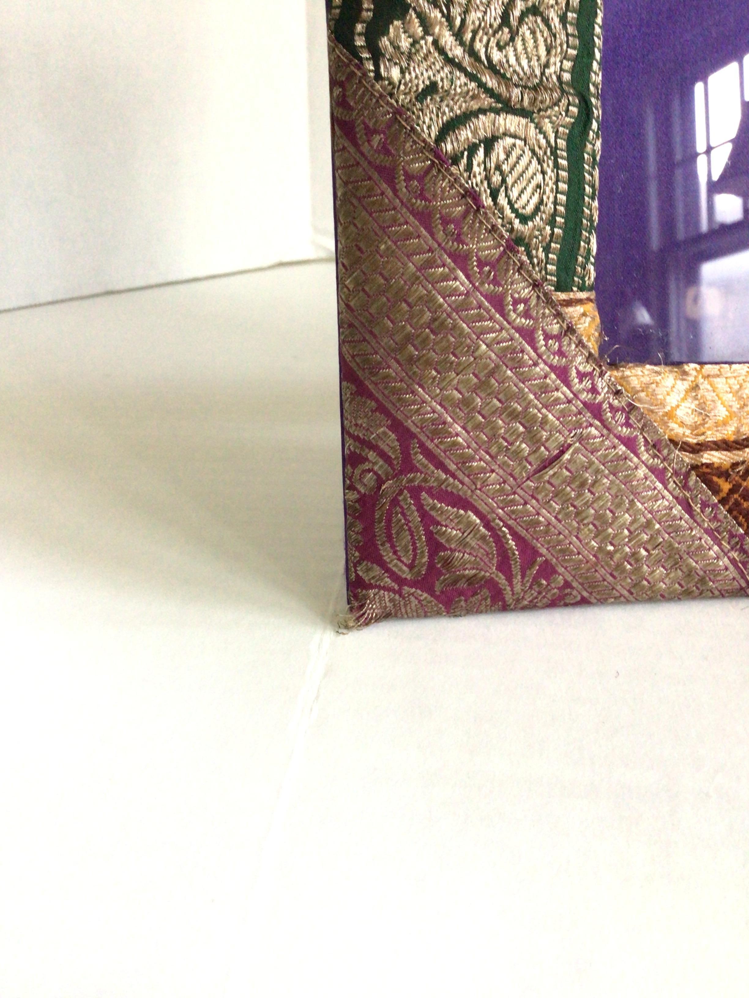 Pair of 1960s Picture Frames Covered in Brocade Fabric For Sale 5