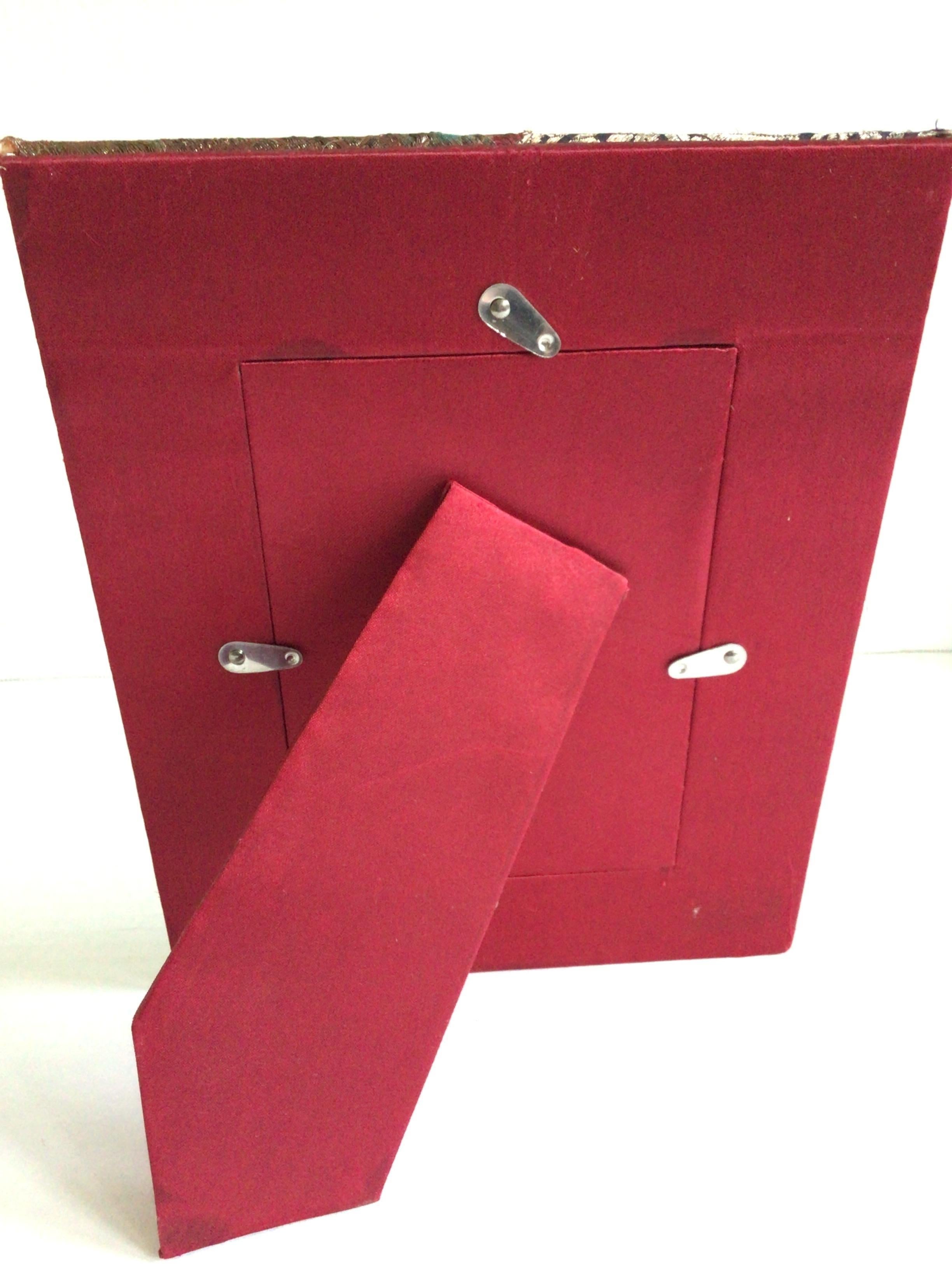 Pair of 1960s Picture Frames Covered in Brocade Fabric For Sale 10