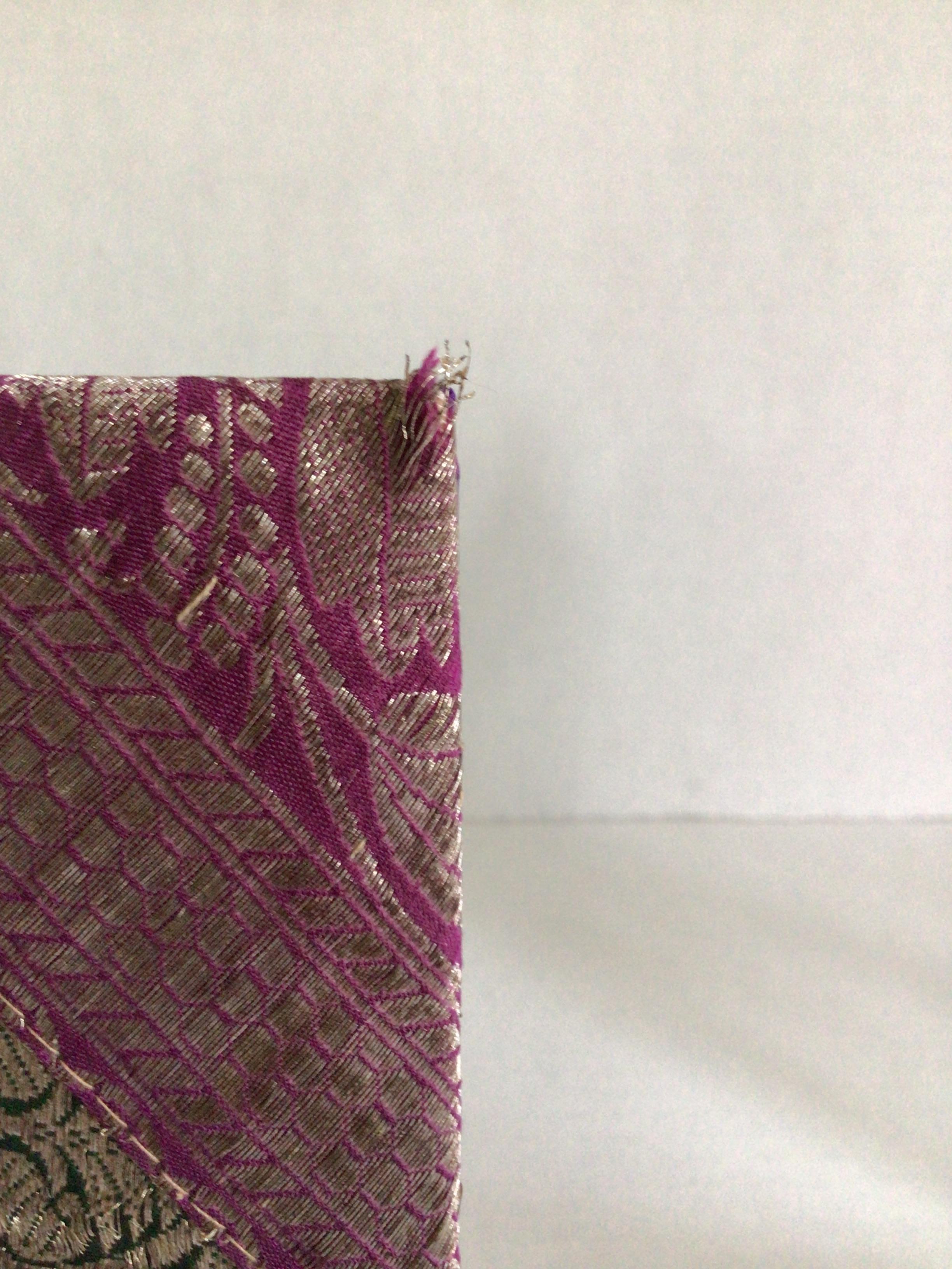 Pair of 1960s Picture Frames Covered in Brocade Fabric For Sale 4