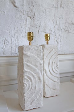Pair of 1960s Plaster Fossil Table Lamps