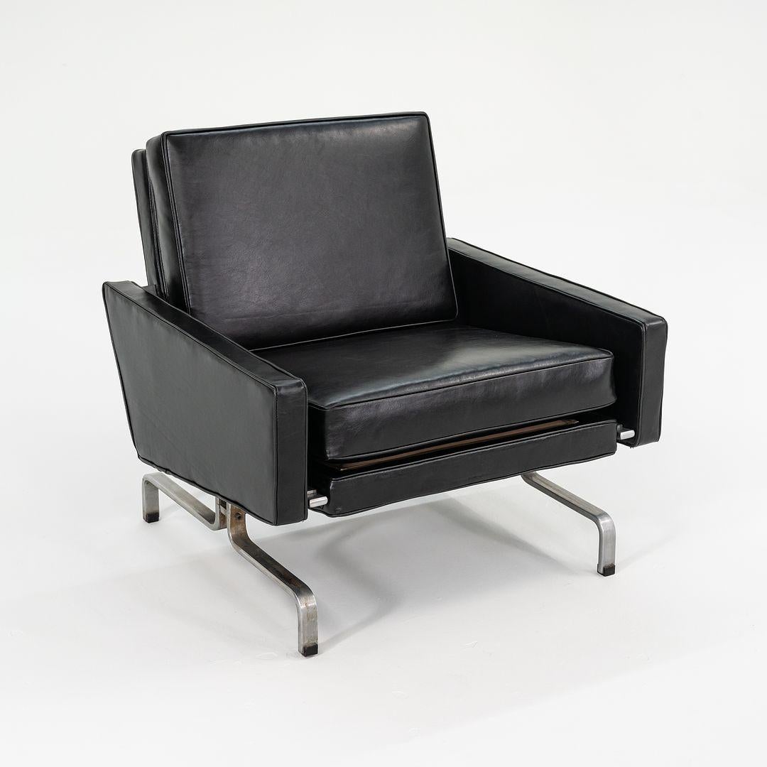 Acier inoxydable Paire de fauteuils de salon PK31 en cuir Poul Kjaerholm Christensen des années 1960 en vente