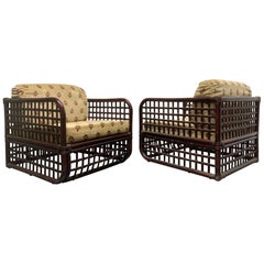 Pair of 1960s Rattan Lounge Chairs