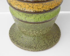 Pair of 1960s Ribbed Ovoid-Form Lamps with Green Textured Glaze