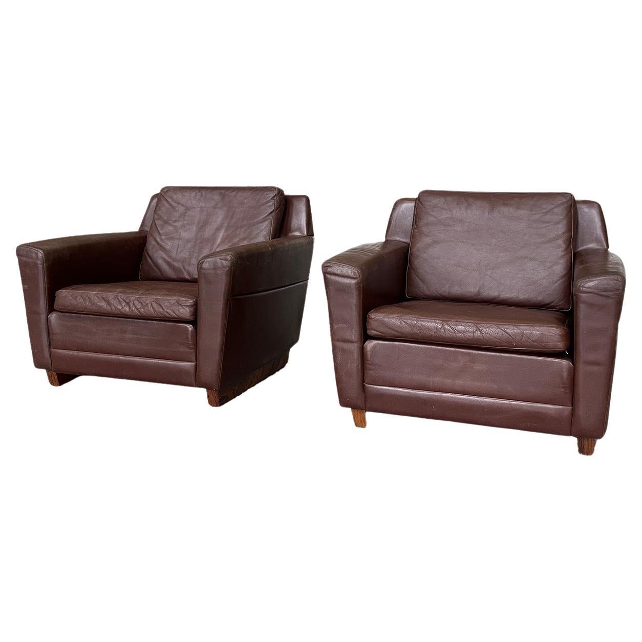 Pair of 1960s Rosewood and Leather Armchairs by Georg Thams