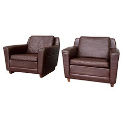 Pair of 1960s Rosewood and Leather Armchairs by Georg Thams