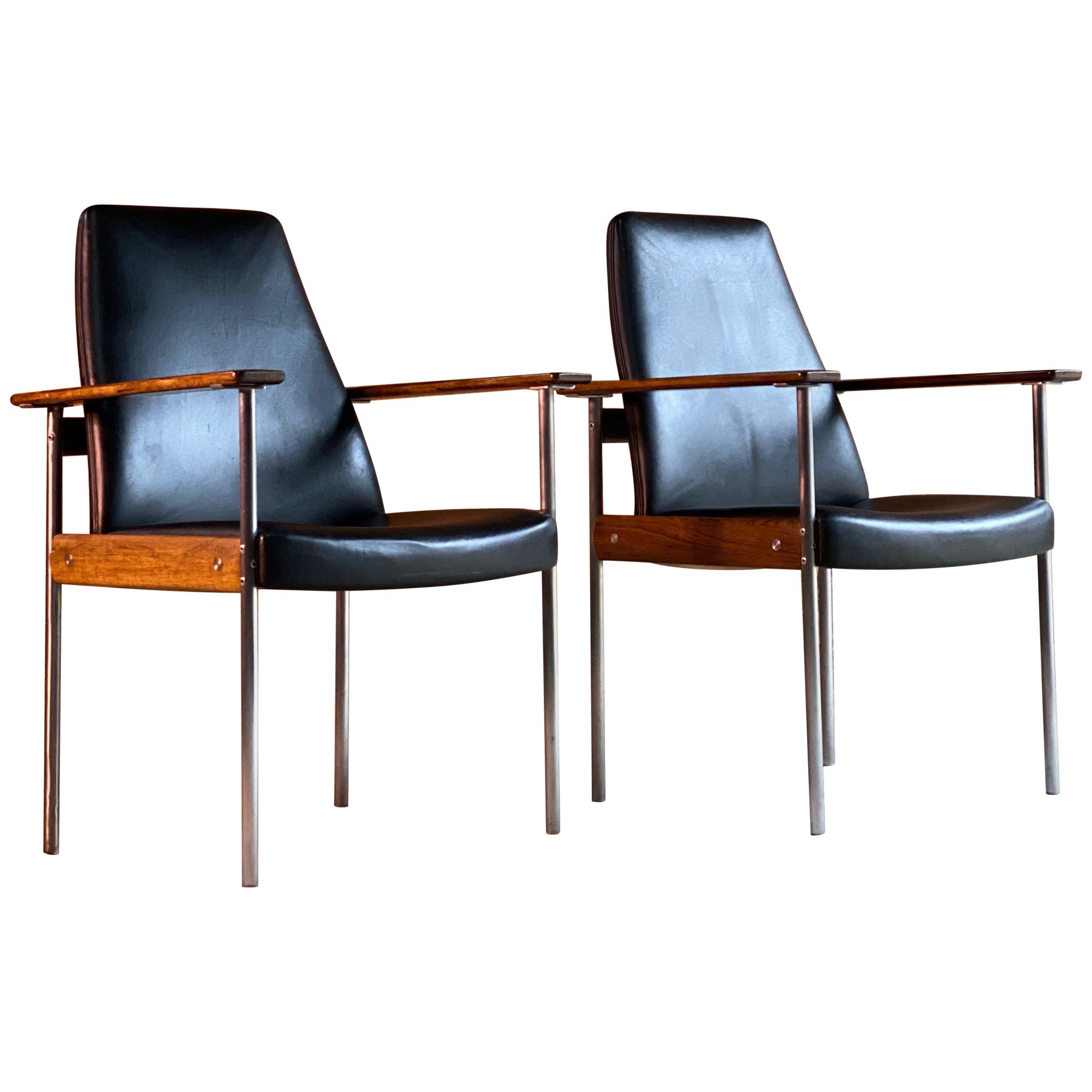 Pair of 1960s Rosewood, Black Sven Ivar Dysthe Armchairs 'Norwegia'