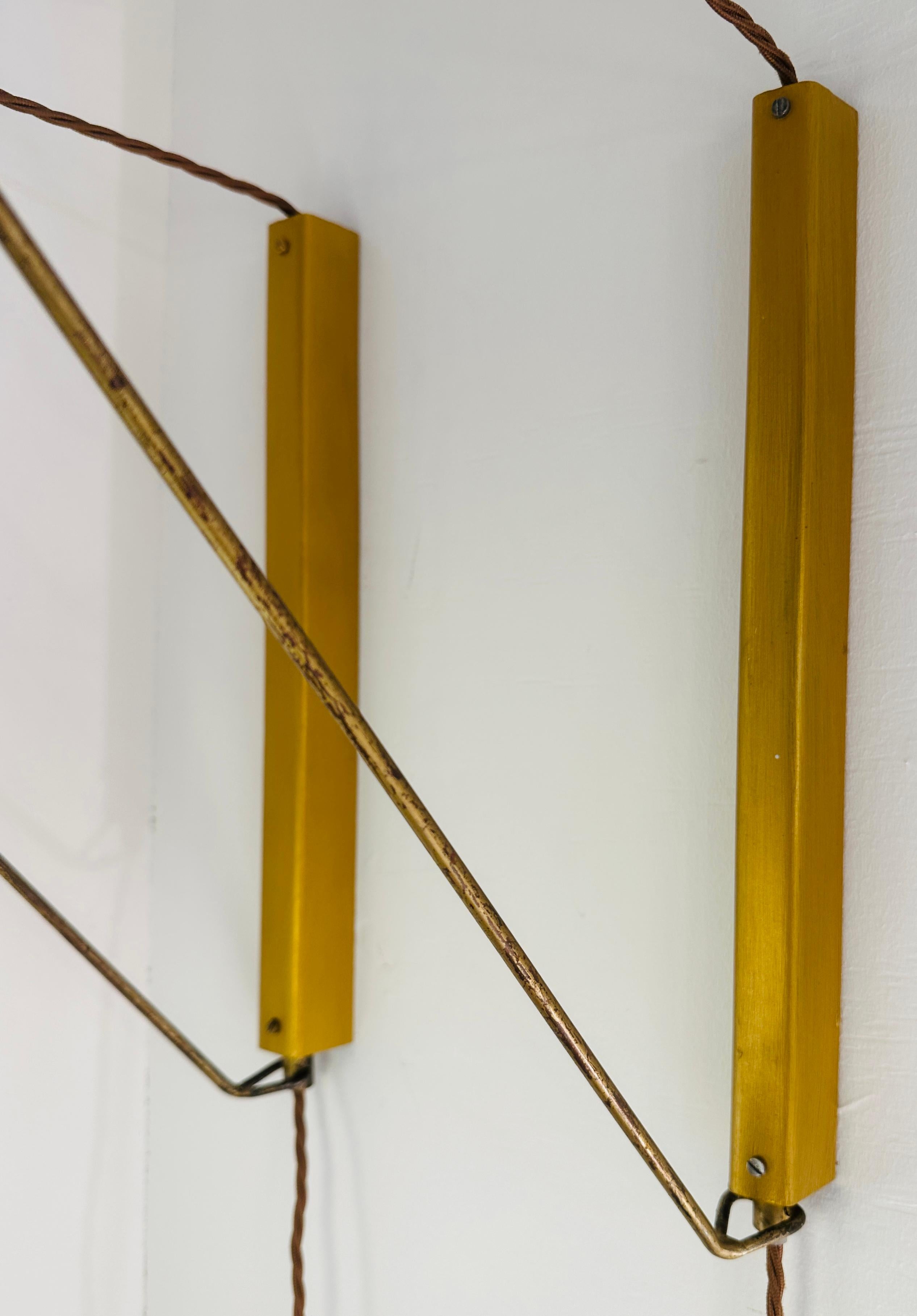 Pair of 1960s Rustic Czech Zukov Black & White Opaline Suspended Wall Lights 3