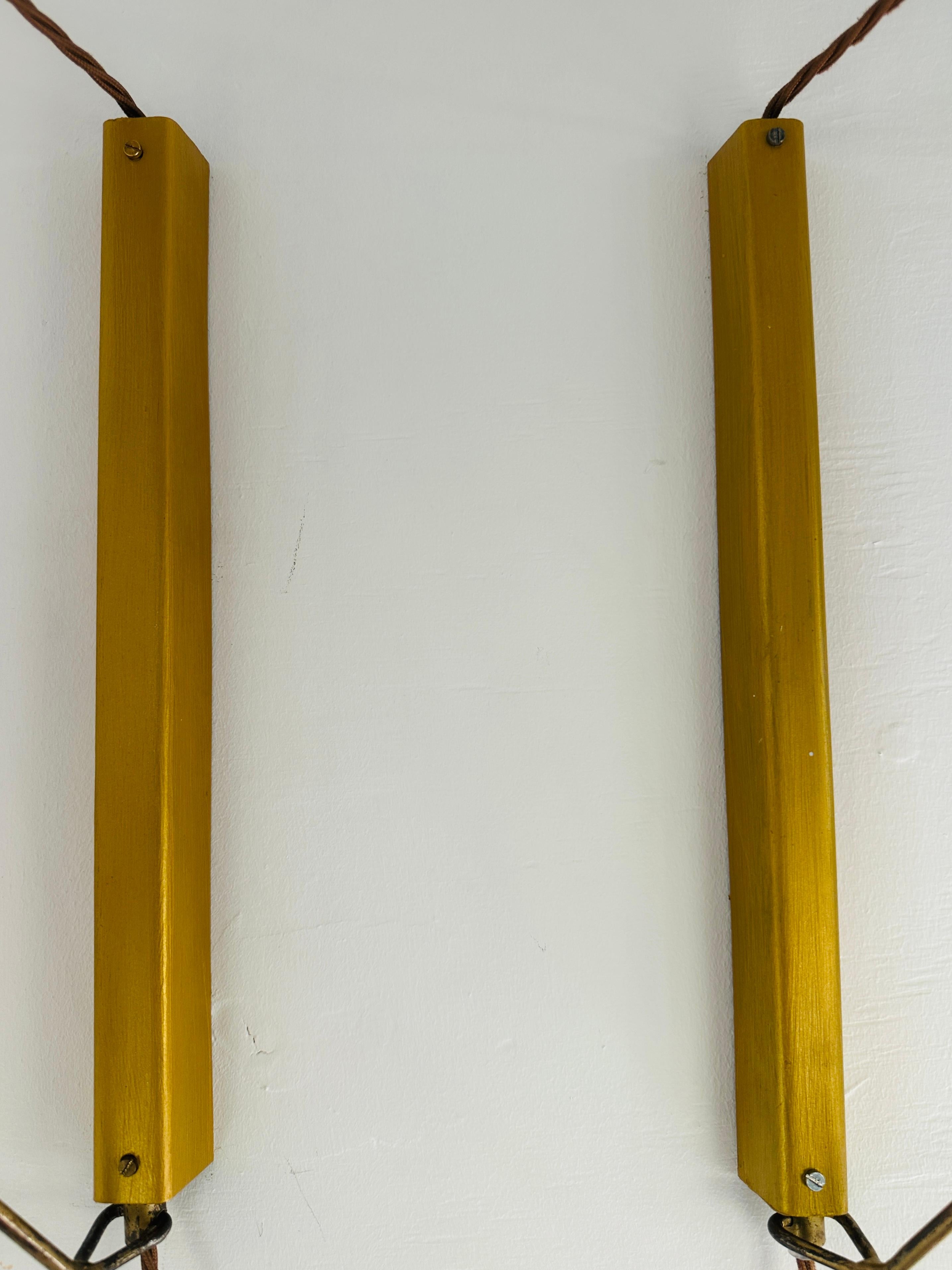 Pair of 1960s Rustic Czech Zukov Black & White Opaline Suspended Wall Lights 7