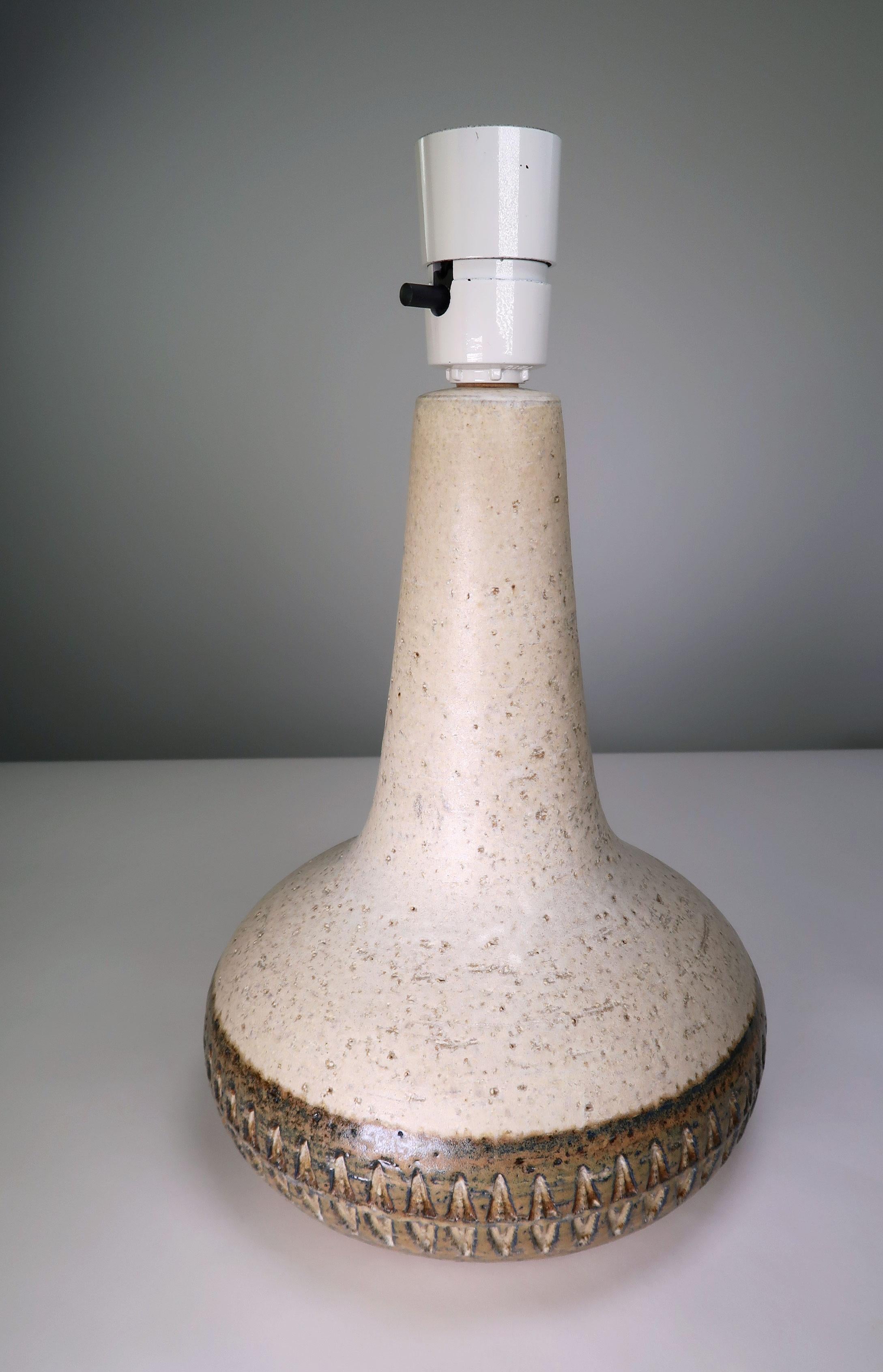 Søholm Handmade Danish Cream, Brown Stoneware Table Lamps, 1960s In Good Condition For Sale In Copenhagen, DK