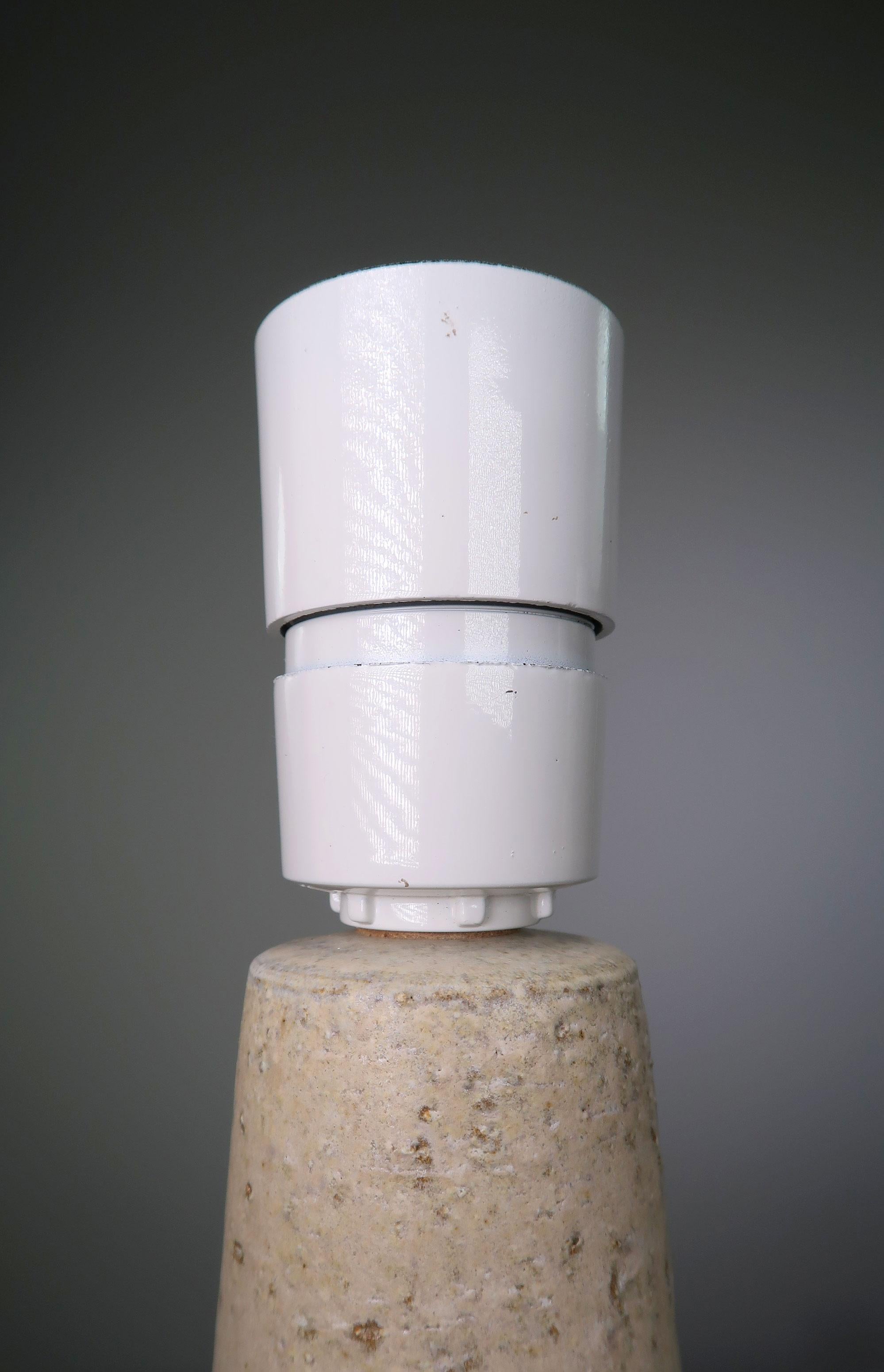 Søholm Handmade Danish Cream, Brown Stoneware Table Lamps, 1960s 2