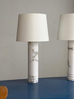 Mid-Century Swedish Table Lamps by Bergboms, White Marble, 1960s