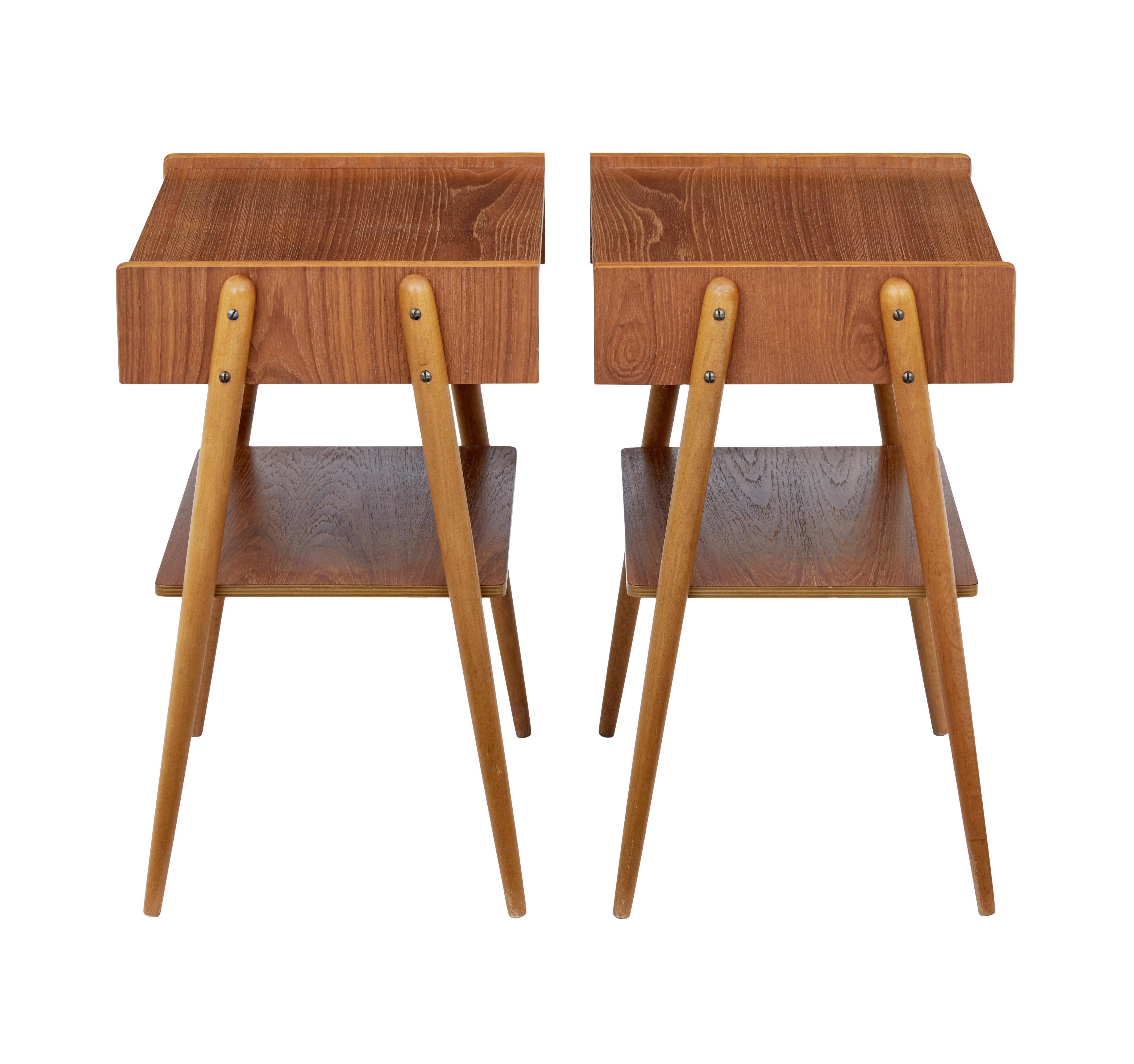 Pair of 1960s Scandinavian Teak Bedside Tables (Skandinavische Moderne)