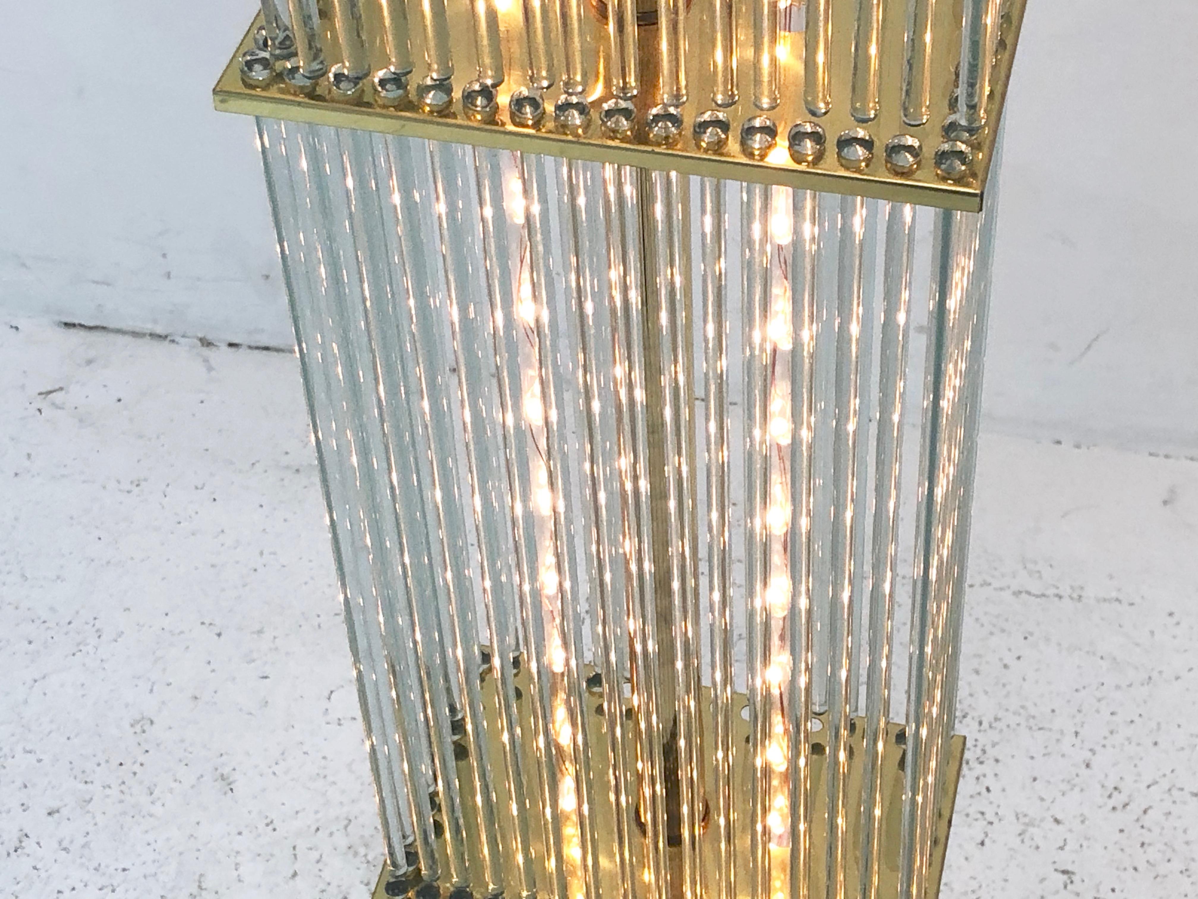 Stehlampen aus Messing und Glas mit Messingstäben von Sciolari aus den 1960er Jahren, Paar im Angebot 7